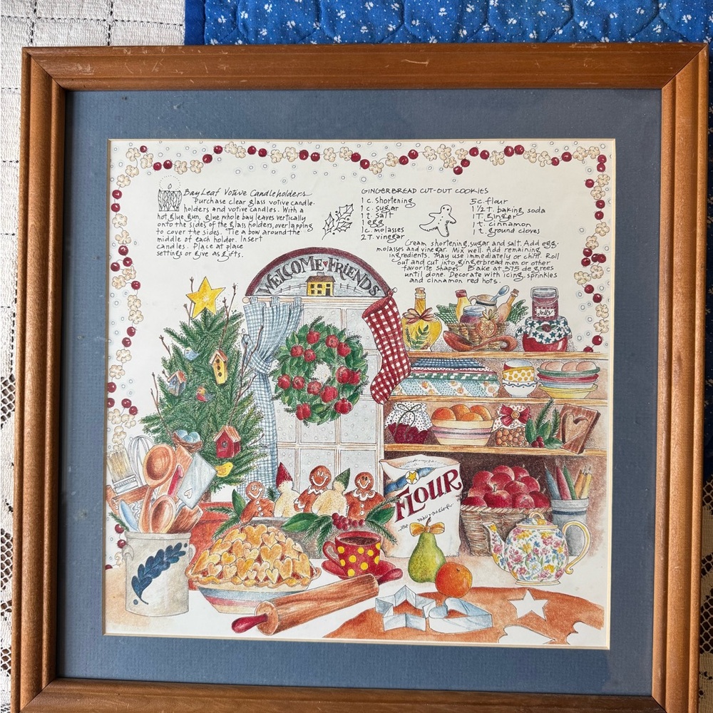 Vintage Gooseberry Patch Framed Christmas Print 15.5inx15.5in